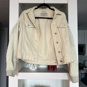 Allsaints denim, bomber sleeve jacket